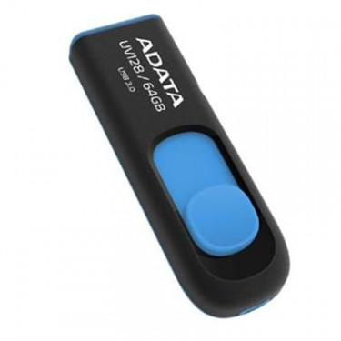 USB флеш накопичувач ADATA 64Gb UV128 black-blue USB 3.0 (AUV128-64G-RBE)