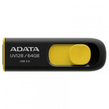 USB флеш накопичувач ADATA 64GB UV128 Black-Yellow USB 3.0 (AUV128-64G-RBY)