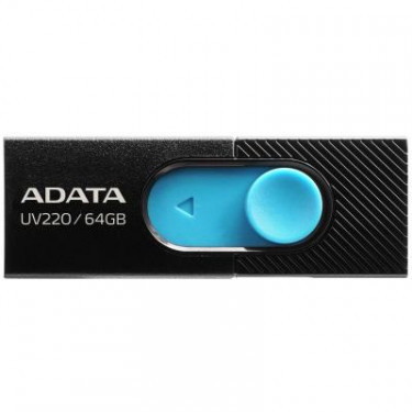 USB флеш накопичувач ADATA 64GB UV220 Black/Blue USB 2.0 (AUV220-64G-RBKBL)