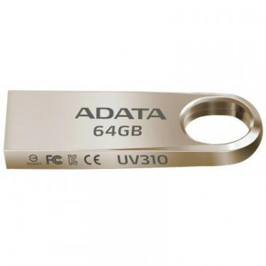 USB флеш накопичувач ADATA 64GB UV310 Golden USB 3.1 (AUV310-64G-RGD)