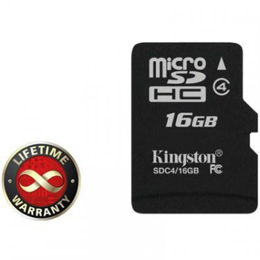 Карта пам'яті Kingston 16Gb microSDHC class 4 (SDC4/16GBSP)