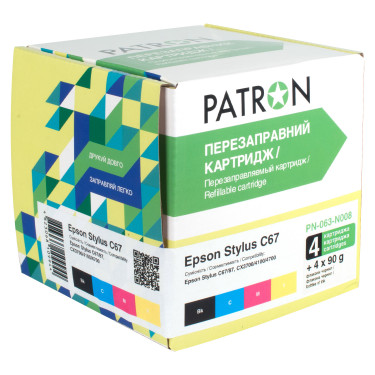 Картридж  ПЕРЕЗАПРАВНИЙ EPSON Stylus C67 (Комплект 4 шт + чорнило) (PN-063-008) PATRON