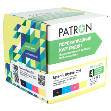 Картридж  ПЕРЕЗАПРАВНИЙ EPSON Stylus C91 (Комплект 4 шт + чорнило) (PN-092-018) PATRON