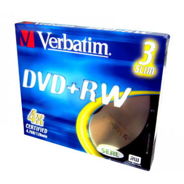 ДИСК ОПТИЧНИЙ DVD+RW VERBATIM 4.7 GB 4x (SLIM CASE) (43636/43297)