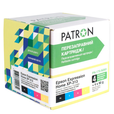 Картридж  ПЕРЕЗАПРАВНИЙ EPSON Expression Home XP-313 (Комплект 4 шт+ чорнило) (PN-170-060) PATRON