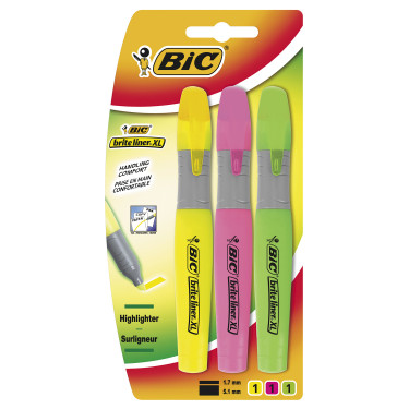 Комплект текстових маркерів 3шт BIC Bright Liner XL 1.7-5.1 мм (3086123247215/891405)
