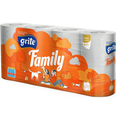Туалетний папір Grite Family 2 шари 8 рулонів 18.75 м (4770023481013)