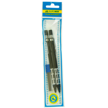Комплект Buromax: олівець механічний (2 шт) + стрижні блістер (BM.8646-3)