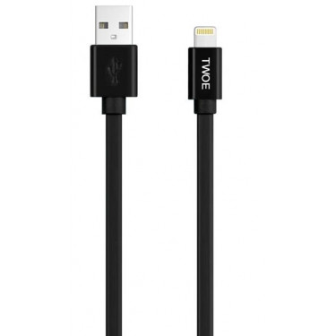 КАБЕЛЬ 2E USB MFI LIGHTNING DATA/CHARGE FLAT 1.5m BLACK (2E-CCMFI002-15B)