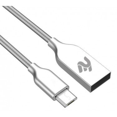 КАБЕЛЬ 2E USB 2.0 - MicroUSB 2.4A DATA/CHARGE SPRING METAL 1m SILVER (2E-CCTM36M-1S)
