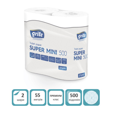 Туалетний папір Grite Super Mini 500 відривів 2 шари 4 рулони (4770023348293)