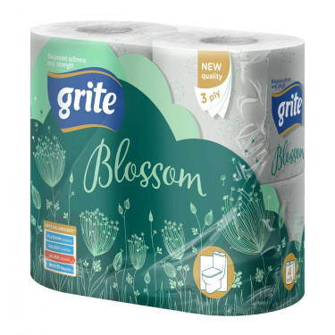 Туалетний папір Grite Blossom 150 відривів 3 шари 4 рулони (4770023348736)