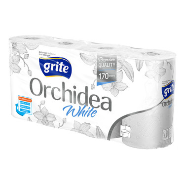 Туалетний папір Grite Orchidea White 170 вiдривiв 3 шари 8 рулонiв (4770023348057)