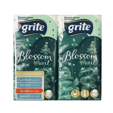 Паперові носові хусточки Grite Blossom Mint 3-слойні 4 шт/уп (4770023349146)