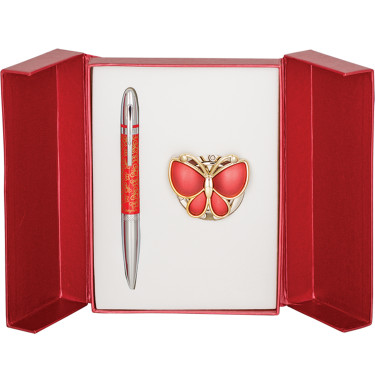 Набір подарунковий (ручка кулькова + гачок для сумки) Langres Papillon Червоний (LS.122010-05)