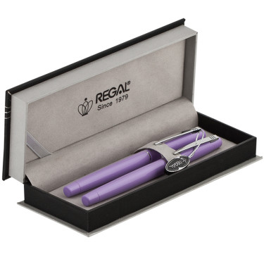 Комплект ручок (перова + роллерна) Regal Фіолетовий корпус в подарунковому футлярі (R285220.P.RF)