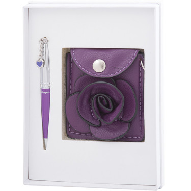 Набір подарунковий (ручка кулькова + гаманець для монет) Langres Floret Фіолетовий (LS.122037-07)