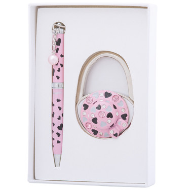 Набір подарунковий (ручка кулькова + гачок для сумки) Langres Elegance Рожевий (LS.122029-10)