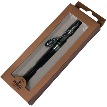 Ручка-ролер Regal Чорна глянсовий лакований корпус у картонному футлярі (R284200.JR)