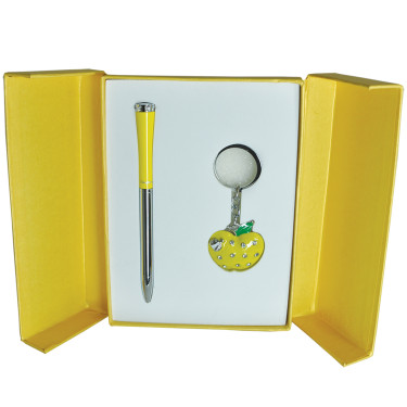 Набір подарунковий (ручка кулькова + брелок) Langres Apple Жовтий (LS.122024-08)