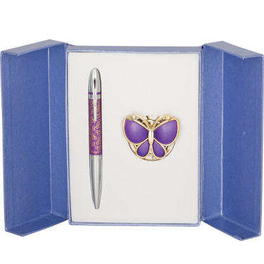 Набір подарунковий (ручка кулькова + гачок для сумки) Langres Papillon Фіолетовий (LS.122010-07)