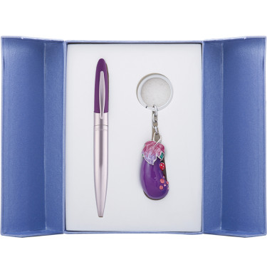 Набір подарунковий (ручка кулькова + брелок) Langres Aubergine Фіолетовий (LS.122013-07)