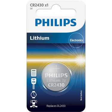 Батарейка CR2430 літієва блістер, 1 шт,  Philips (CR2430/00B)