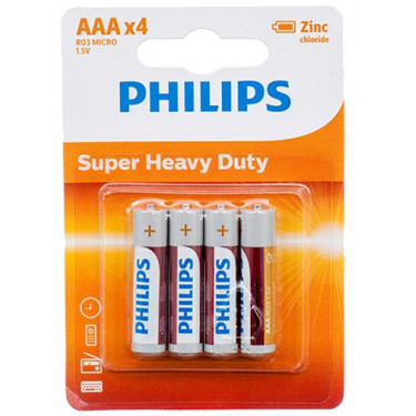 Батарейка AАА вугільно-цинкова блістер, 4 шт, LongLife Zinc Carbon Philips (R03L4B/10)