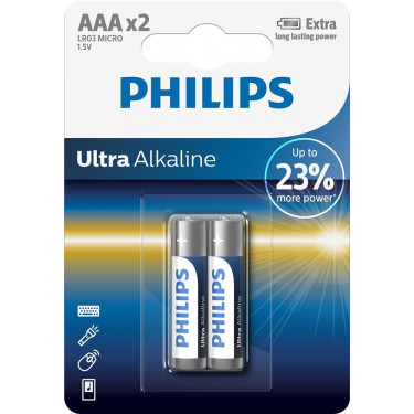 Батарейка AАА лужна блістер, 2 шт, Ultra Alkaline Philips (LR03E2B/10)