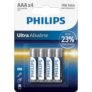 Батарейка AАА лужна блістер, 4 шт, Ultra Alkaline Philips (LR03E4B/10)