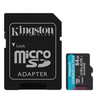 Карта пам'яті 64GB microSDXC class 10 UHS-I U3 A2 Canvas Go Plus Kingston (SDCG3/64GB)