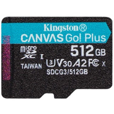 Карта пам'яті microSD 512GB C10 UHS-I U3 A2 Kingston (SDCG3/512GBSP)