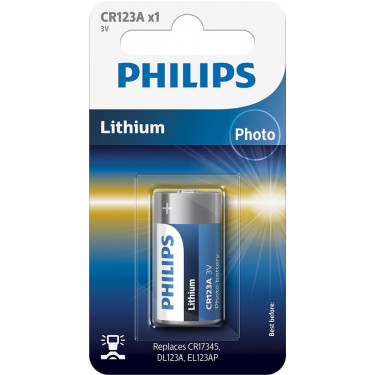 Батарейка CR123A літієва блістер, 1 шт,  Philips (CR123A/01B)