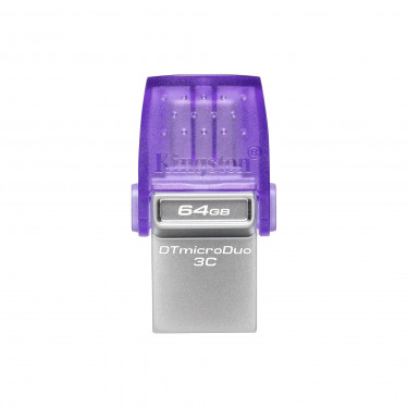 Накопитель USB 3.2 Type-A + Type-C 64GB  DT microDuo 3C R200MB/s Kingston (DTDUO3CG3/64GB)