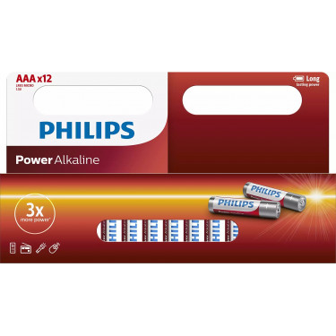 Батарейка AАА лужна блістер, 12 шт, Power Alkaline Philips (LR03P12W/10)