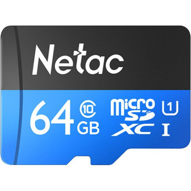 Карта пам'яті microSD 64GB C10 UHS-I R80MB/s + SD Netac (NT02P500STN-064G-R)