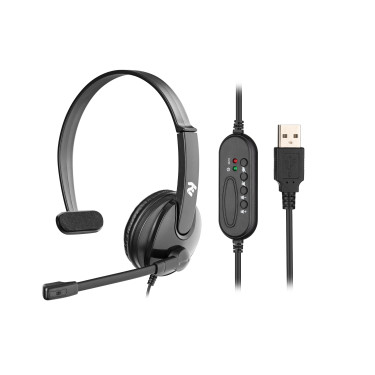 Гарнітура ПК моно USB On-ear omni-mic 2м чорна 2E (2E-CH12MU)