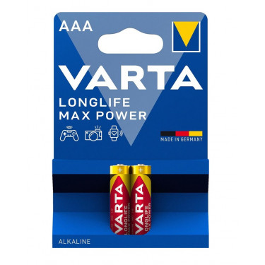 Батарейка AAA лужна блістер, 2 шт, Longlife Max Power Varta (04703101412)