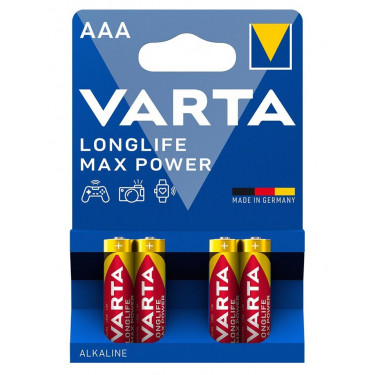 Батарейка AAA лужна блістер, 4 шт, Longlife Max Power Varta (04703101404)