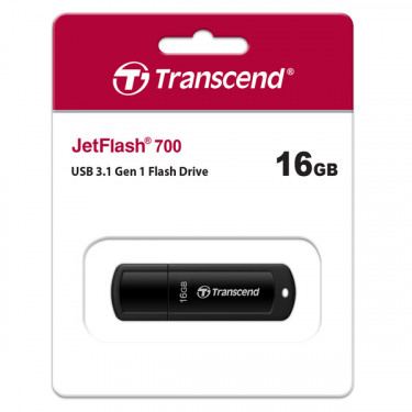 Накопичувач USB 3.1 Type-A 16GB JetFlash 700 чорний Transcend (TS16GJF700)