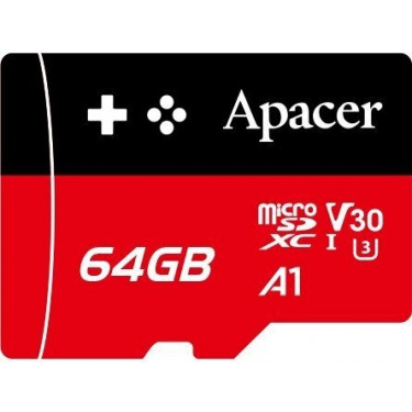 Карта пам'яті 64GB microSD C10 UHS-I U3 A1 Apacer (AP64GMCSX10U7-RAGC)