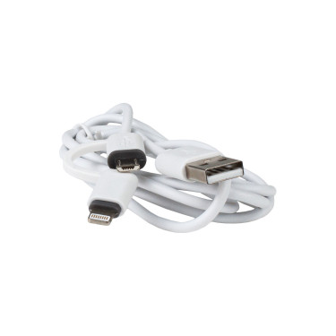 Кабель 2 в 1 USB 2.0 - Lightning + Micro USB 2.0 1 м Patron (PN-LIGHT-MIC-1M)