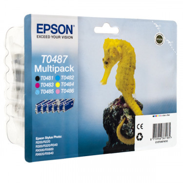 Комплект картриджів T048740 чорний, блакитний, пурпуровий, жовтий, світло блакитний, світло пурпуровий Epson (C13T04874010)