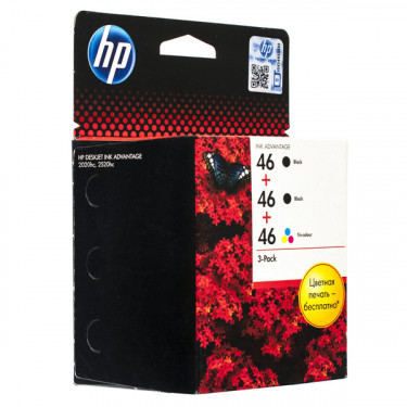 Комплект картриджів №46 чорний, 2 шт + картридж №46 кольоровий HP (F6T40AE)