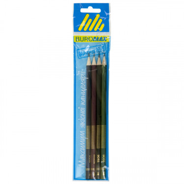 Набір графітових олівців 4 шт Buromax без ластику Boss Buromax (BM.8538-4)