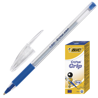 Ручка масляна 0,4 мм, синя Cristal Grip BIC (3086123004061)