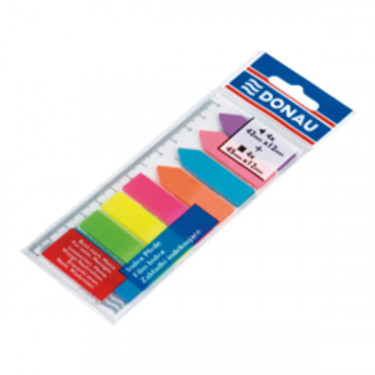 Закладки пластикові з клейким шаром 4+4 кольори по 25 арк, асорті Neon Donau (7579001PL-99)