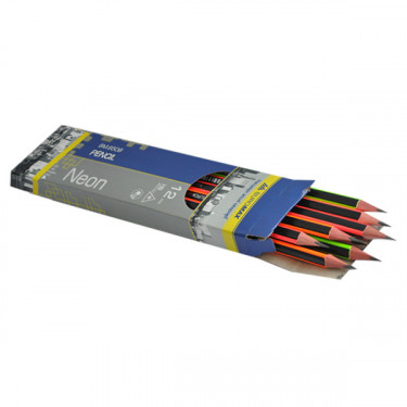 Олівець графітовий НВ, трикутний, з ластиком, асорті Neon Line Buromax (BM.8508)