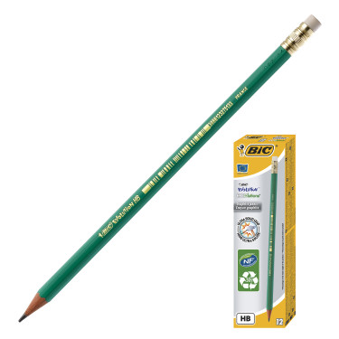 Олівець графітовий, HB, з ластиком, зелений Evolution BIC (3086123275133/880332)