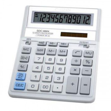 Калькулятор SDC-888 ХWH 12 розрядів, біло-сірий Citizen (SDC-888 XWH)